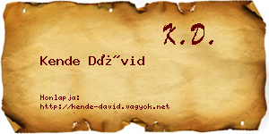 Kende Dávid névjegykártya